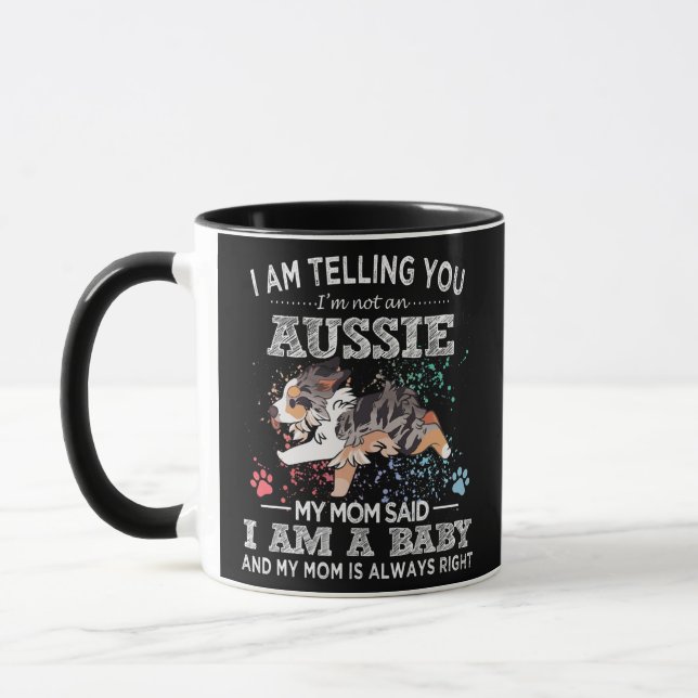 Cute Aussie Mum Puppy Australian Shepherd Dog Mug (Left)
