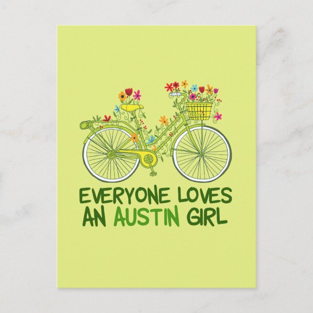 Cute Austin Cycling Girl Postcard (Front)