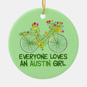 Cute Austin Girl Bicycle Ceramic Ornament
