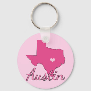 Cute Austin Texas Girl Pink Key Ring