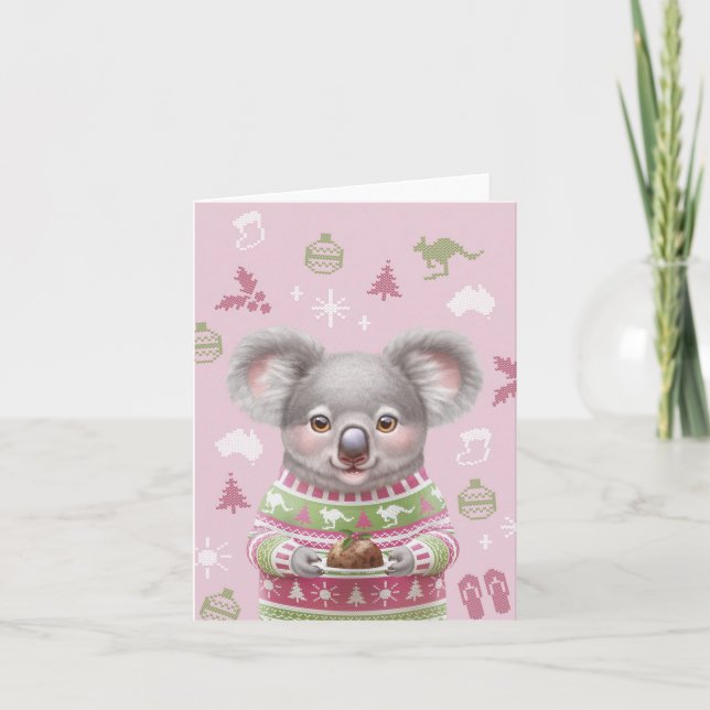 Cute Australian Animal Christmas Card - Koala (Front)