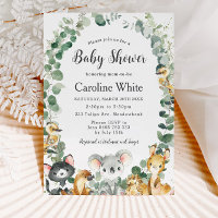 Cute Australian Animals Greenery Baby Shower