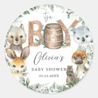 Cute Australian Animals Greenery Boy Baby Shower