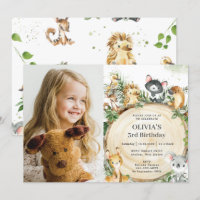 Cute Australian Animals Rustic Wood Birthday Photo