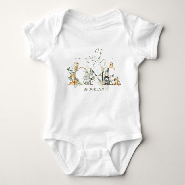 Cute Australian Animals Wild One 1st Birthday  Baby Bodysuit (Front)