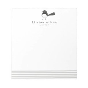 Cute Australian Bird: Willie Wagtail Personalised Notepad