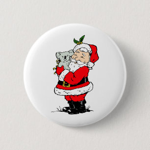 Cute Australian Christmas Santa with koala 6 Cm Round Badge