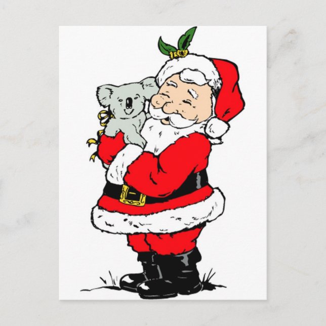 Cute Australian Christmas Santa with koala Holiday Postcard (Front)