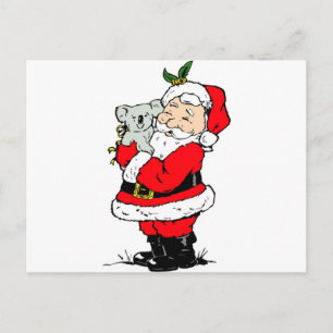 Cute Australian Christmas Santa with koala Holiday Postcard