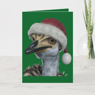 Cute Australian Emu Wearing A Festive Holiday Hat Card