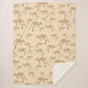 Cute Australian Kangaroo Pattern Sherpa Blanket