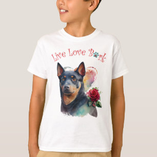 Cute Australian Kelpie Dog Floral T-Shirt
