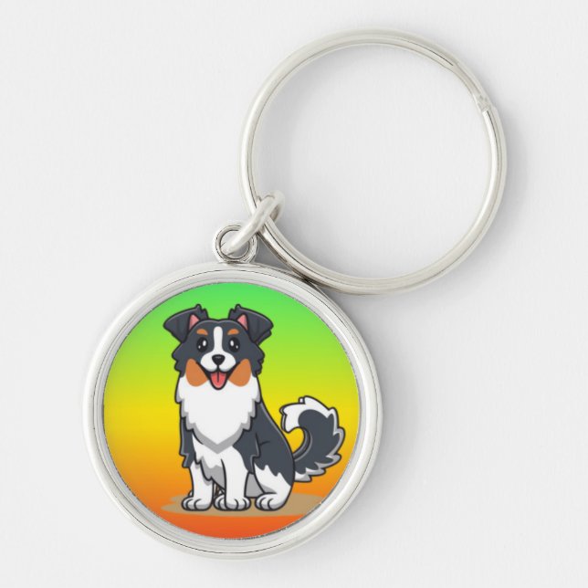 Cute Australian Shepherd-23144 Key Ring (Front)