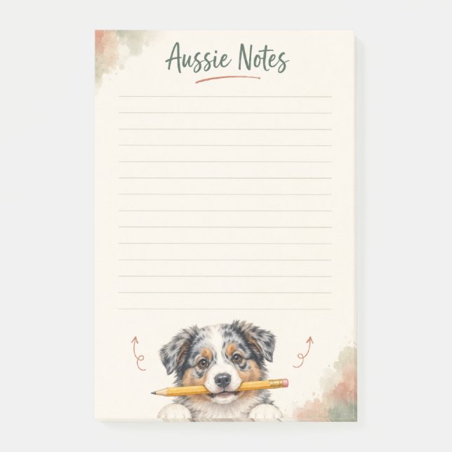 Cute Australian Shepherd Aussie Notes (Front)