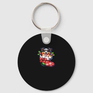 Cute Australian Shepherd Christmas Stocking Classi Key Ring