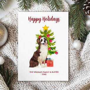 Cute Australian Shepherd Dog Family Christmas Holiday Card