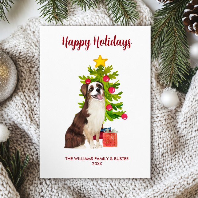 Cute Australian Shepherd Dog Family Christmas Holiday Card (Creator Uploaded)