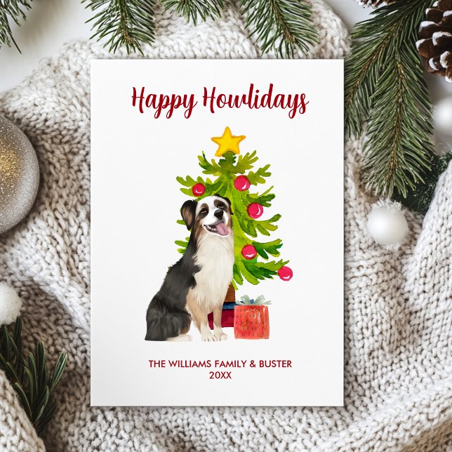 Cute Australian Shepherd Dog Family Christmas Holiday Card (Creator Uploaded)