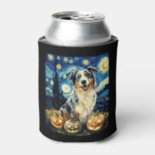 Cute Australian Shepherd Dog Halloween Jack O Lant Can Cooler