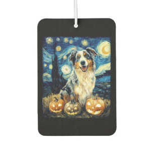 Cute Australian Shepherd Dog Halloween Jack O Lant Car Air Freshener