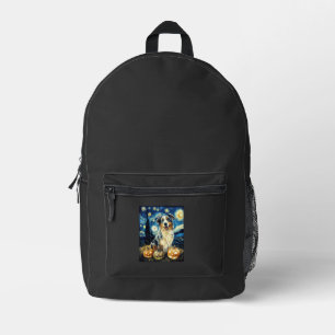 Cute Australian Shepherd Dog Halloween Jack O Lant Printed Backpack