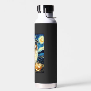 Cute Australian Shepherd Dog Halloween Jack O Lant Water Bottle