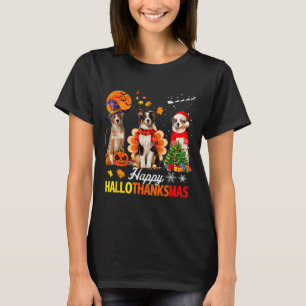 Cute Australian Shepherd Happy Hallothanksmas Xmas T-Shirt