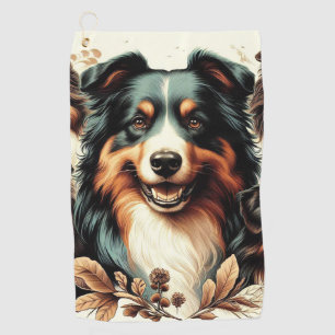 Cute Australian Shepherd Painting Golf Towel
