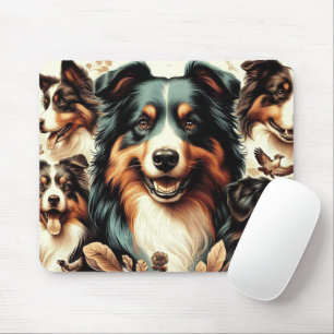 Cute Australian Shepherd Painting Mouse Pad