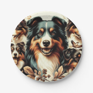 Cute Australian Shepherd Painting Paper Plate