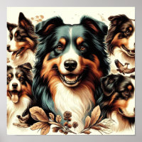 Cute Australian Shepherd Painting