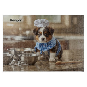 Cute Australian Shepherd Personalized Cutting Board