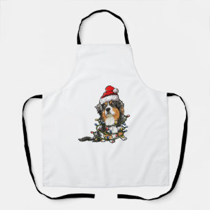 Cute Australian Shepherd Santa Christmas Tree Ligh Apron