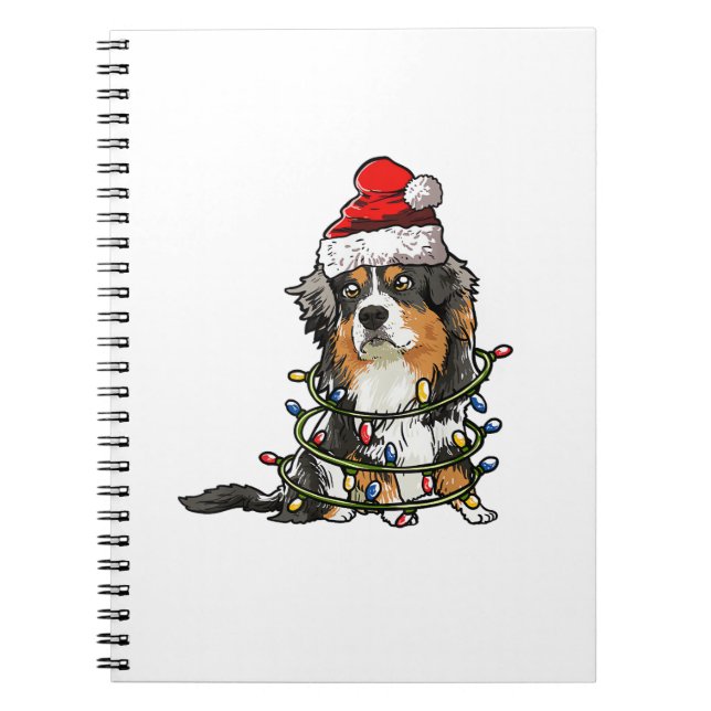 Cute Australian Shepherd Santa Christmas Tree Ligh Notebook (Front)