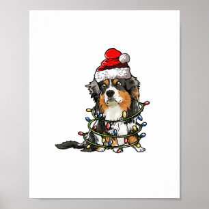 Cute Australian Shepherd Santa Christmas Tree Ligh Poster
