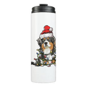 Cute Australian Shepherd Santa Christmas Tree Ligh Thermal Tumbler