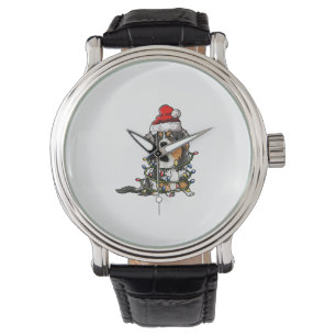Cute Australian Shepherd Santa Christmas Tree Ligh Watch
