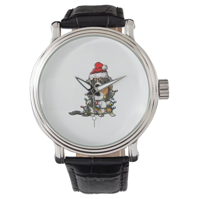 Cute Australian Shepherd Santa Christmas Tree Ligh Watch (Front)