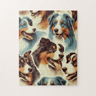 Cute Australian Shepherd Seamless Jigsaw Puzzle