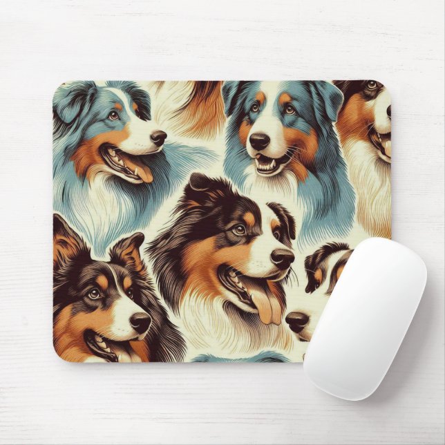 Cute Australian Shepherd Seamless Mouse Pad (With Mouse)
