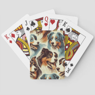 Cute Australian Shepherd Seamless Playing Cards