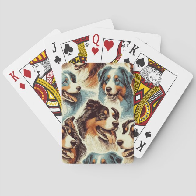 Cute Australian Shepherd Seamless Playing Cards (Back)