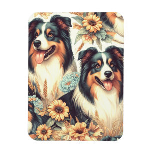 Cute Australian Shepherd Vintage Painting Magnet