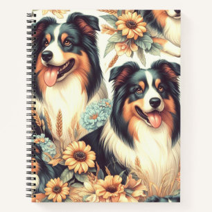 Cute Australian Shepherd Vintage Painting Notebook