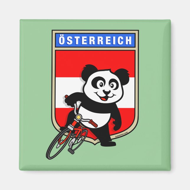 Cute Austria Cycling Panda Magnet (Front)