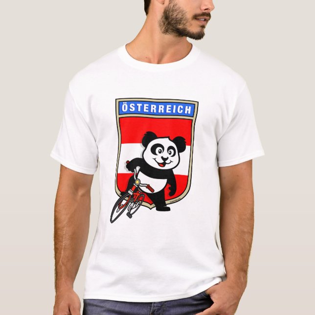 Cute Austria Cycling Panda T-Shirt (Front)