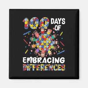 Cute Autism Awareness Embrace Differences 100 Days Magnet