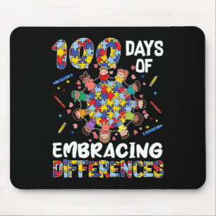 Cute Autism Awareness Embrace Differences 100 Days Mouse Pad