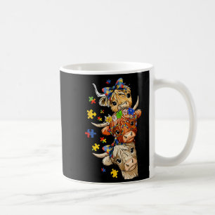 Cute Autism Awareness Highland Cow Puzzle Speech Coffee Mug