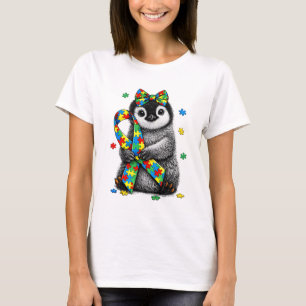 Cute Autism Awareness Penguin Puzzle Ribbon April T-Shirt